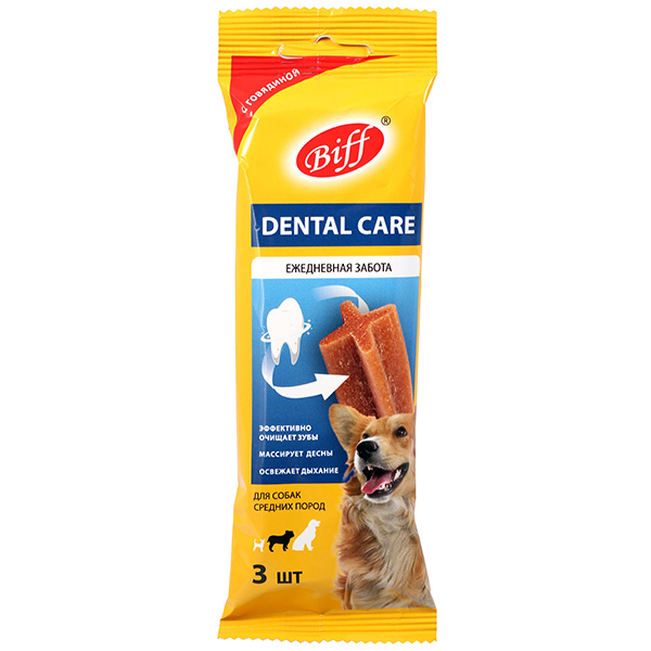 0024401.jpg Титбит Снек жеват. Dental Care д/соб. ср.пород с говядиной 77 г — изображение 1