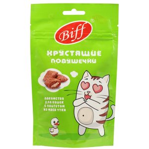 Титбит Хрустящие подушечки Biff для кошек с паштетом из утки 60г