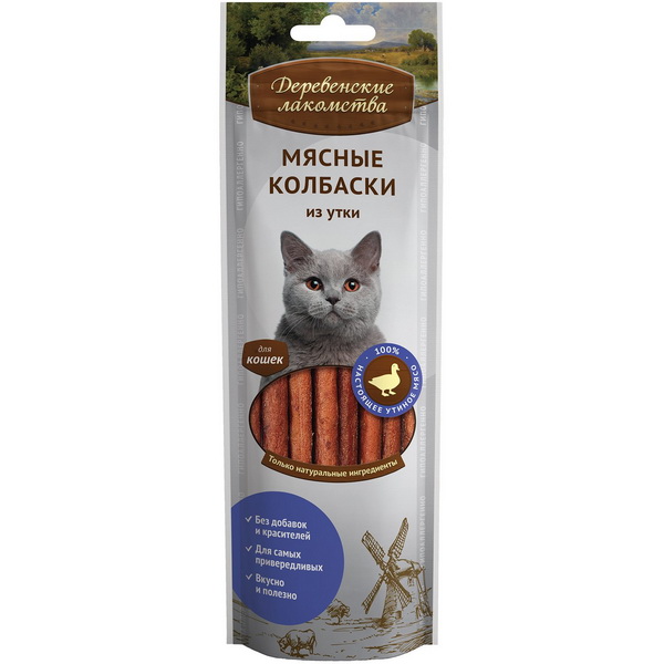 00020759.jpg Деревенские лакомства д/кош Мясные колбаски из утки 45г — изображение 1