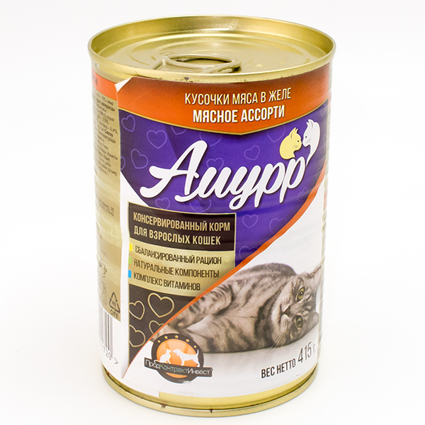 0019220.jpg Амурр конс д/кошек 415гр в желе Мясное ассорти — изображение 1